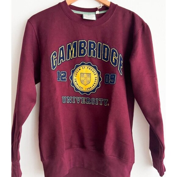 University of Cambridge Burgundy Navy Blue Classic Sweatshirt XS - Picture 2 of 4